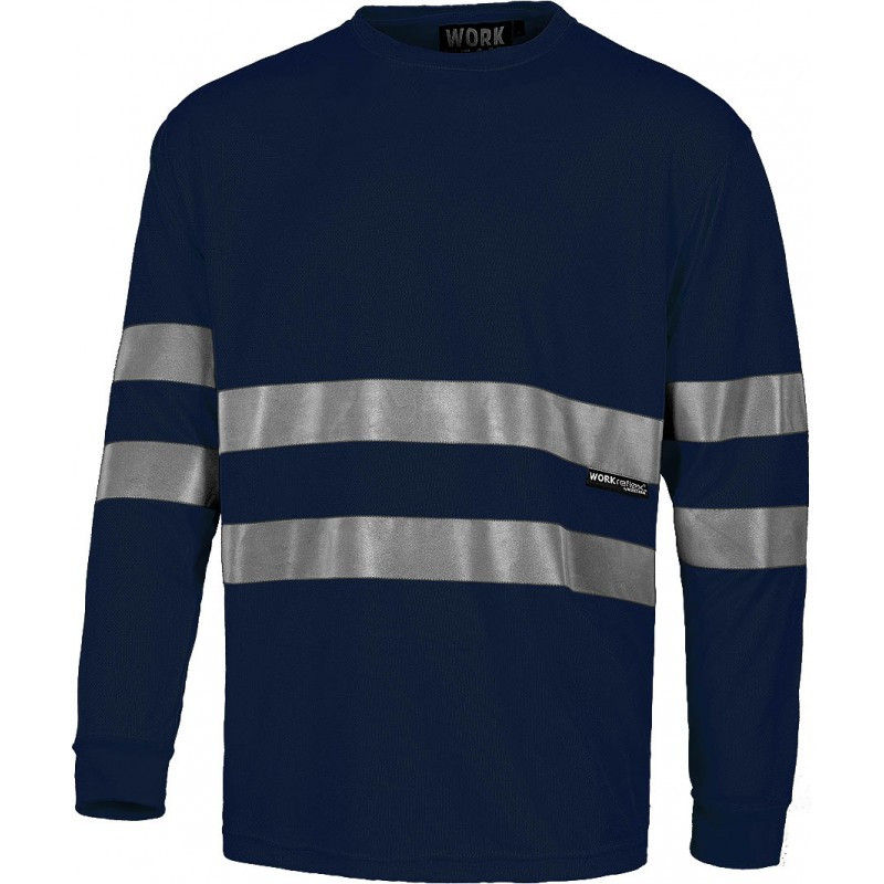 CAMISETA C3938 MANGA LARGA AZUL MARINO CINTAS REFL