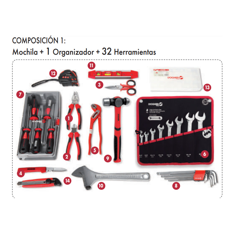 MOCHILA DOGHER 076-014 PORTAHERRAMIENTA CON RUEDAS