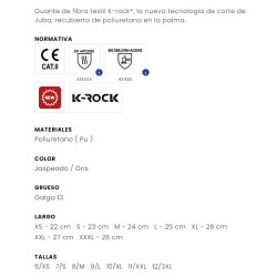 GUANTE 4570RF K-ROCK RECUBR. DE PU CROTCH 4X43D