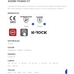 GUANTE ANTICORTE 4220RF "B" POWER FIT 3231B JUBA
