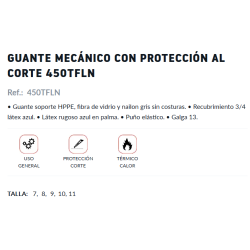 GUANTE ANTICORTE 450TFLN "D" 3X43D TOMAS BODERO