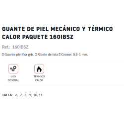 GUANTE TÉRMICO 160IBSZ 2142X PIEL FLOR GRIS