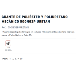 GUANTE 500NG2P PÓLIESTER POLIURETANO