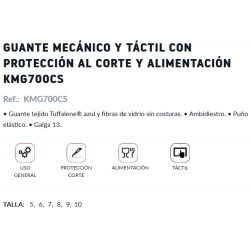 GUANTE ANTICORTE KMG700CS "D" 2X4XD ALIMENTACIÓN 