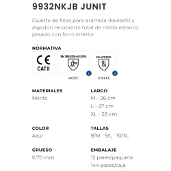 GUANTE ANTICORTE 9932NKJB "C" JUNIT 4X32C JUBA