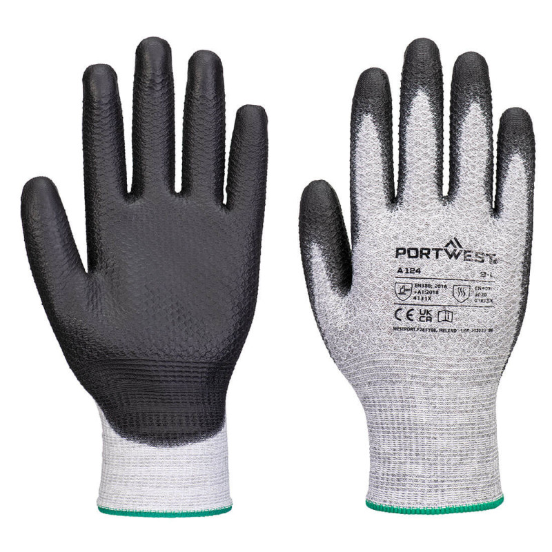 GUANTE A124 GRIP 13 PU DIAMOND KNIT GRIS/NEGRO (12