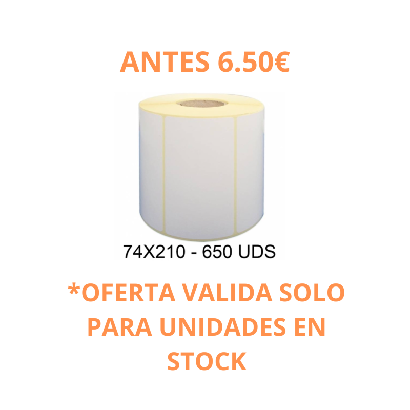 ETIQUETA TERMICA 74X210 (ROLLO 650)