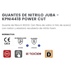 GUANTE ANTICORTE KPNI4418 "D" POWER CUT 4X42D JUBA