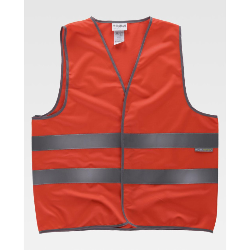 CHALECO A.V. HVTT02 ROJO VELCRO CINTAS REFLECTANTE