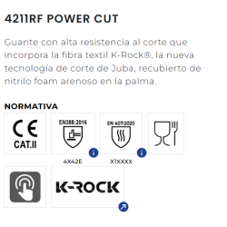 GUANTE ANTICORTE 4211RF "E" POWER CUT 4X42E JUBA