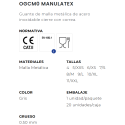 GUANTE DE MALLA OGCM0 MANULATEX JUBA