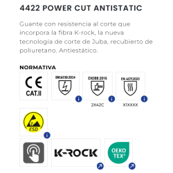GUANTE ANTICORTE 4422 "C" ESD POWER CUT 2X42C JUBA