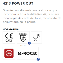 GUANTE ANTICORTE 4213 "E" POWER CUT 4X44E JUBA
