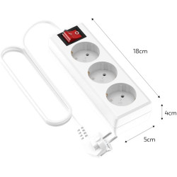 REGLETA BASIC 3 TOMAS CON INTERRUPTOR 1.4M CABLE