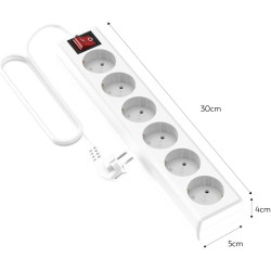 REGLETA BASIC 6 TOMAS CON INTERRUPTOR 1.4M CABLE