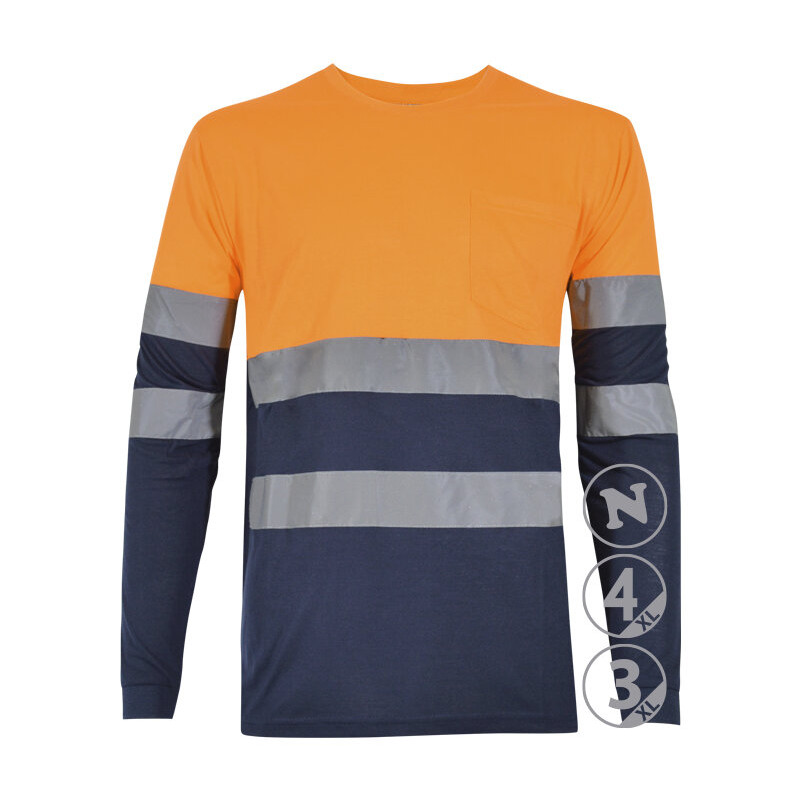 CAMISETA A.V. MANGA LARGA COMBINADA NARANJA RHENUS